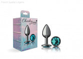 Cheeky Charms - Gunmetal Metal Butt Plug - Round/Teal-French Quarter Lingerie